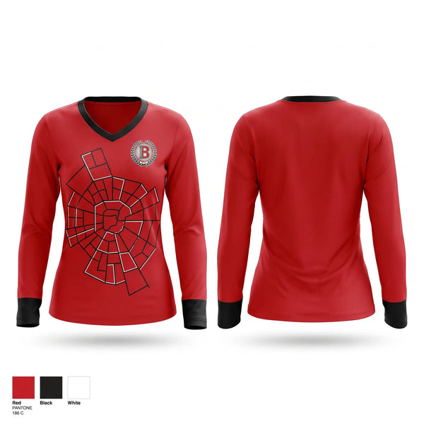 Womens Long Sleeve Vneck Shirt, Boise High Dance Team, Cheer, Teamtime, Team time, sublimation, custom sports apparel, team uniforms, spirit wear, spiritwear, sports uniforms, custom shirts, team store, custom team store, fundraiser sports, apparel fundraiser