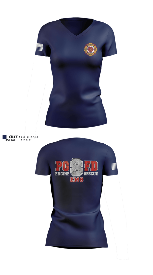 Womens Short Sleeve Vneck Shirt, Pleasant Gap Fire Company, EMS/EMT, Teamtime, Team time, sublimation, custom sports apparel, team uniforms, spirit wear, spiritwear, sports uniforms, custom shirts, team store, custom team store, fundraiser sports, apparel fundraiser