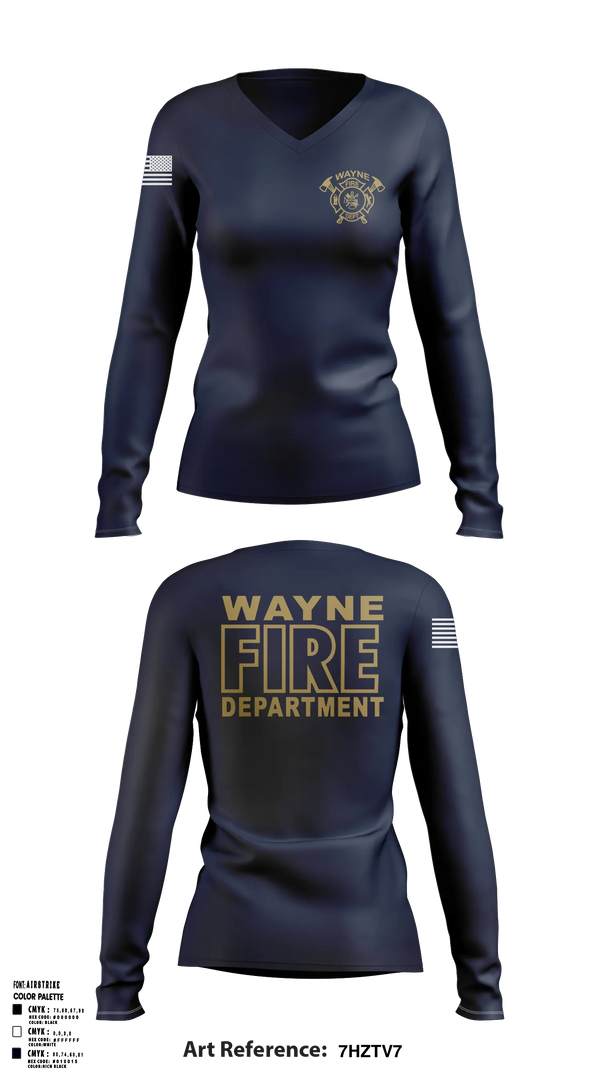 Womens Long Sleeve Vneck Shirt, Wayne Fire Department, Fire Department, Teamtime, Team time, sublimation, custom sports apparel, team uniforms, spirit wear, spiritwear, sports uniforms, custom shirts, team store, custom team store, fundraiser sports, apparel fundraiser