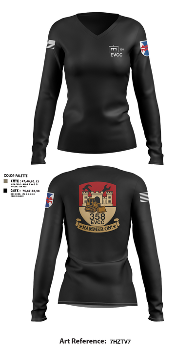 358 EVCC 70484950 Women's Long Sleeve V-neck Shirt - 6