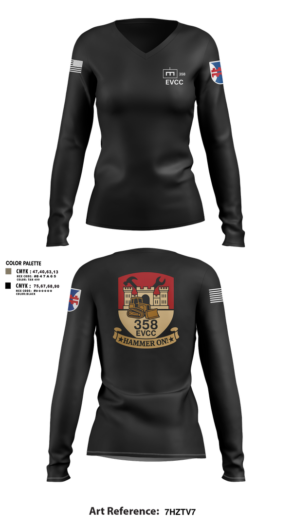 Womens Long Sleeve Vneck Shirt, 358 EVCC, , Teamtime, Team time, sublimation, custom sports apparel, team uniforms, spirit wear, spiritwear, sports uniforms, custom shirts, team store, custom team store, fundraiser sports, apparel fundraiser