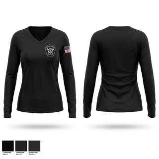 Womens Long Sleeve Vneck Shirt, Town of Niagara Truck 8, Fire Department, Teamtime, Team time, sublimation, custom sports apparel, team uniforms, spirit wear, spiritwear, sports uniforms, custom shirts, team store, custom team store, fundraiser sports, apparel fundraiser