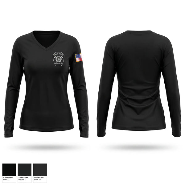 Womens Long Sleeve Vneck Shirt, Town of Niagara Truck 8, Fire Department, Teamtime, Team time, sublimation, custom sports apparel, team uniforms, spirit wear, spiritwear, sports uniforms, custom shirts, team store, custom team store, fundraiser sports, apparel fundraiser