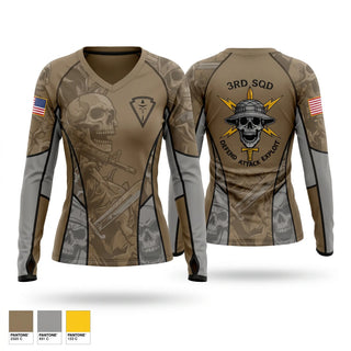 Womens Long Sleeve Vneck Shirt, 3RD SQUAD, EW, MFRC, Army, Teamtime, Team time, sublimation, custom sports apparel, team uniforms, spirit wear, spiritwear, sports uniforms, custom shirts, team store, custom team store, fundraiser sports, apparel fundraiser