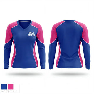 Womens Long Sleeve Vneck Shirt, Wild Tigers, Women's Basketball, Teamtime, Team time, sublimation, custom sports apparel, team uniforms, spirit wear, spiritwear, sports uniforms, custom shirts, team store, custom team store, fundraiser sports, apparel fundraiser