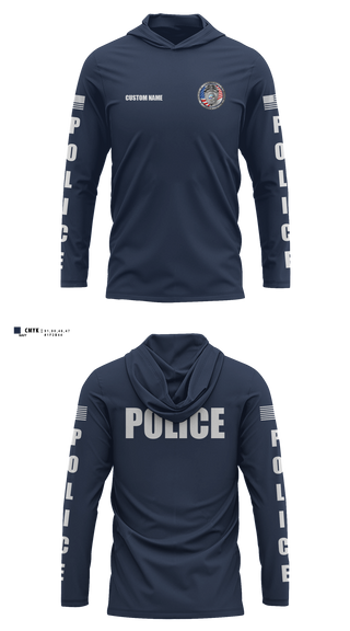 Long Sleeve hooded sunshirt, Fort Walton Beach Police Department, Police, Teamtime, Team time, sublimation, custom sports apparel, team uniforms, spirit wear, spiritwear, sports uniforms, custom shirts, team store, custom team store, fundraiser sports, apparel fundraiser