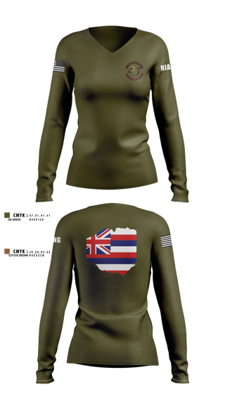 Womens Long Sleeve Vneck Shirt, 150th Electromagnetic Warfare Squadron, , Teamtime, Team time, sublimation, custom sports apparel, team uniforms, spirit wear, spiritwear, sports uniforms, custom shirts, team store, custom team store, fundraiser sports, apparel fundraiser