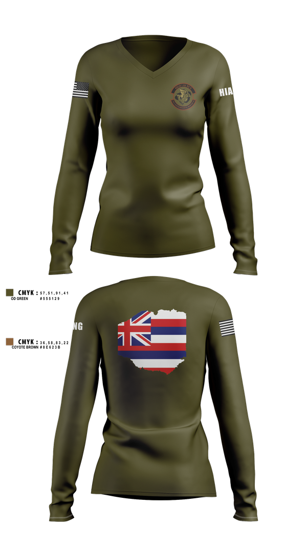 Womens Long Sleeve Vneck Shirt, 150th Electromagnetic Warfare Squadron, , Teamtime, Team time, sublimation, custom sports apparel, team uniforms, spirit wear, spiritwear, sports uniforms, custom shirts, team store, custom team store, fundraiser sports, apparel fundraiser
