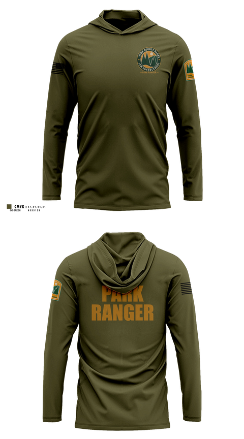Long Sleeve hooded sunshirt, York County Park Ranger Division, Police, Teamtime, Team time, sublimation, custom sports apparel, team uniforms, spirit wear, spiritwear, sports uniforms, custom shirts, team store, custom team store, fundraiser sports, apparel fundraiser