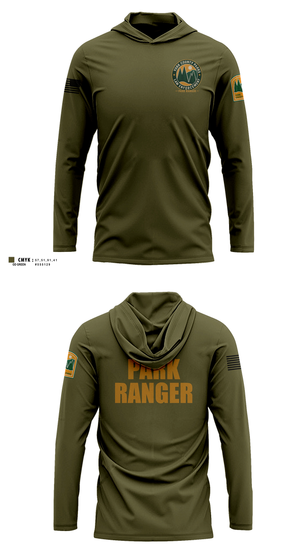 Long Sleeve hooded sunshirt, York County Park Ranger Division, Police, Teamtime, Team time, sublimation, custom sports apparel, team uniforms, spirit wear, spiritwear, sports uniforms, custom shirts, team store, custom team store, fundraiser sports, apparel fundraiser