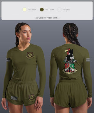 Womens Long Sleeve Vneck Shirt, 452nd MXG, Air Force, Teamtime, Team time, sublimation, custom sports apparel, team uniforms, spirit wear, spiritwear, sports uniforms, custom shirts, team store, custom team store, fundraiser sports, apparel fundraiser
