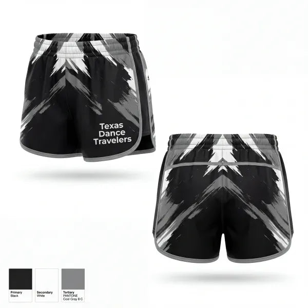 Womens Shorts, Texas Dance Travelers, Cheer, Teamtime, Team time, sublimation, custom sports apparel, team uniforms, spirit wear, spiritwear, sports uniforms, custom shirts, team store, custom team store, fundraiser sports, apparel fundraiser