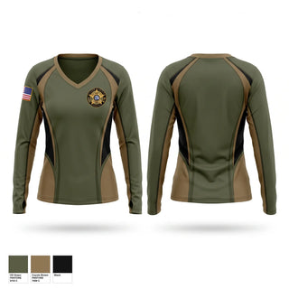 Womens Long Sleeve Vneck Shirt, CCSO, Police, Teamtime, Team time, sublimation, custom sports apparel, team uniforms, spirit wear, spiritwear, sports uniforms, custom shirts, team store, custom team store, fundraiser sports, apparel fundraiser