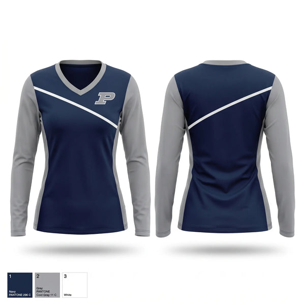 Womens Long Sleeve Vneck Shirt, Plummer Middle School Basketball, Men's Basketball, Teamtime, Team time, sublimation, custom sports apparel, team uniforms, spirit wear, spiritwear, sports uniforms, custom shirts, team store, custom team store, fundraiser sports, apparel fundraiser