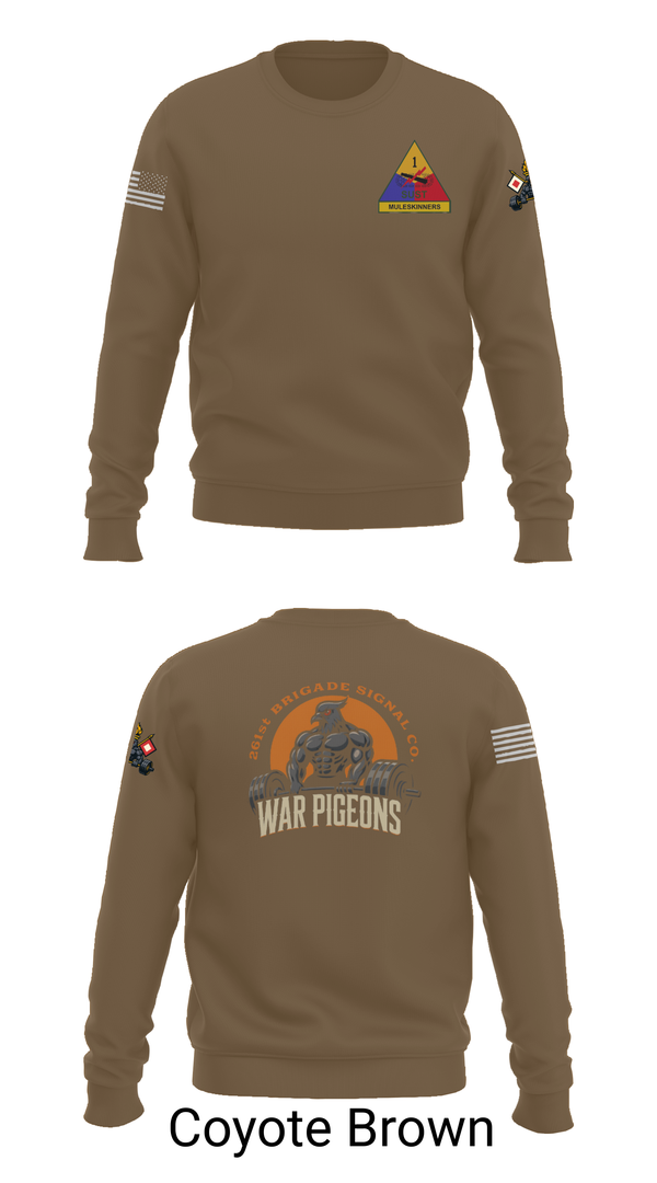 Crew Neck Sweatshirt, 261st War Pigeons, Army, Teamtime, Team time, sublimation, custom sports apparel, team uniforms, spirit wear, spiritwear, sports uniforms, custom shirts, team store, custom team store, fundraiser sports, apparel fundraiser