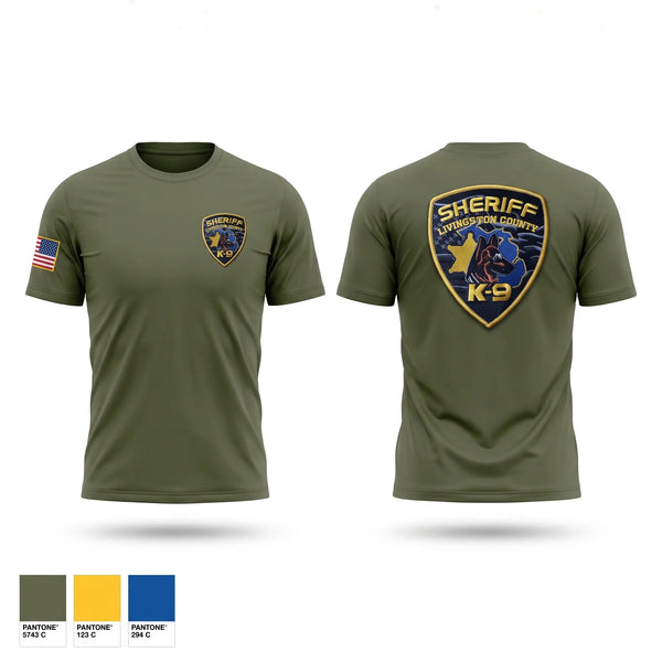 Short Sleeve Performance Shirt, Livingston Co Sheriff K9, Police, Teamtime, Team time, sublimation, custom sports apparel, team uniforms, spirit wear, spiritwear, sports uniforms, custom shirts, team store, custom team store, fundraiser sports, apparel fundraiser