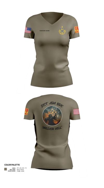 HHB, 31st ADA BDE 93964777 Women's Short Sleeve V-neck Shirt - 42