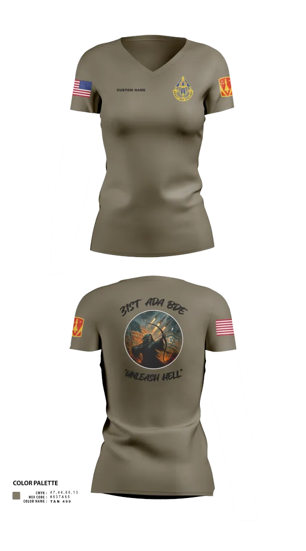 Womens Short Sleeve Vneck Shirt, HHB, 31st ADA BDE, , Teamtime, Team time, sublimation, custom sports apparel, team uniforms, spirit wear, spiritwear, sports uniforms, custom shirts, team store, custom team store, fundraiser sports, apparel fundraiser