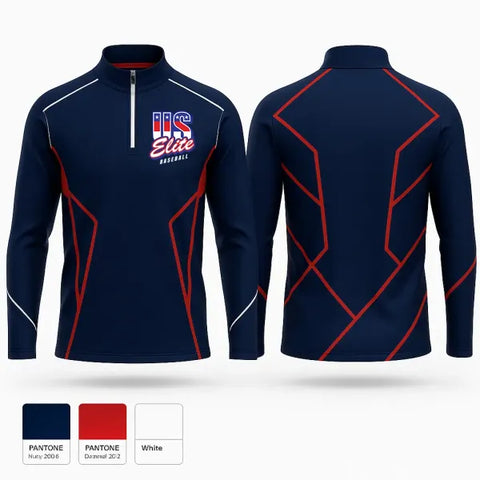 Quarter Zip Jacket, U S Elite, Baseball, Teamtime, Team time, sublimation, custom sports apparel, team uniforms, spirit wear, spiritwear, sports uniforms, custom shirts, team store, custom team store, fundraiser sports, apparel fundraiser