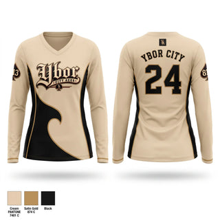 Womens Long Sleeve Vneck Shirt, Ybor City Aces, Baseball, Teamtime, Team time, sublimation, custom sports apparel, team uniforms, spirit wear, spiritwear, sports uniforms, custom shirts, team store, custom team store, fundraiser sports, apparel fundraiser