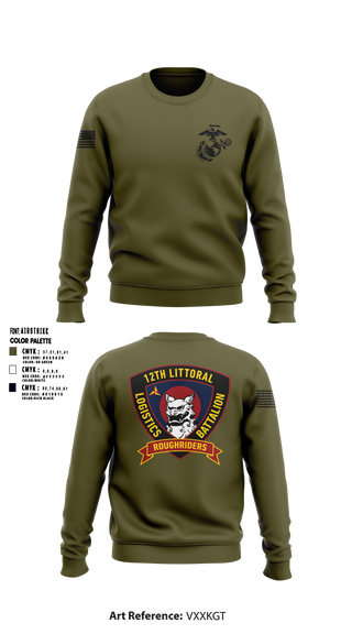 Crew Neck Sweatshirt, 12TH LITTORAL LOGISTICS BATTALION, Marines, Teamtime, Team time, sublimation, custom sports apparel, team uniforms, spirit wear, spiritwear, sports uniforms, custom shirts, team store, custom team store, fundraiser sports, apparel fundraiser