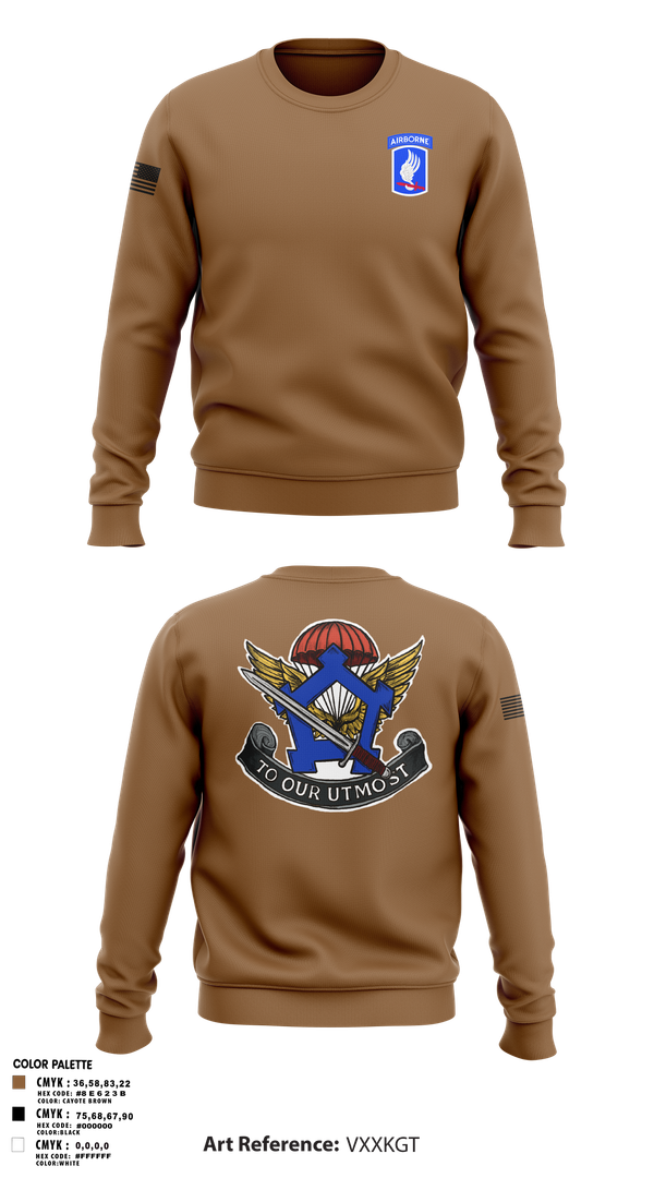 Crew Neck Sweatshirt, HHC, Brigade Support Battalion 173D IBCT(A), , Teamtime, Team time, sublimation, custom sports apparel, team uniforms, spirit wear, spiritwear, sports uniforms, custom shirts, team store, custom team store, fundraiser sports, apparel fundraiser