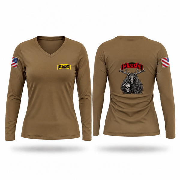 Womens Long Sleeve Vneck Shirt, 1-38 recon, Army, Teamtime, Team time, sublimation, custom sports apparel, team uniforms, spirit wear, spiritwear, sports uniforms, custom shirts, team store, custom team store, fundraiser sports, apparel fundraiser