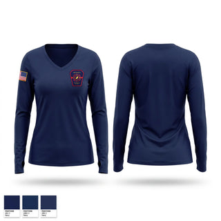 Womens Long Sleeve Vneck Shirt, J.B.-Nimitz Volunteer Fire Department, Fire Department, Teamtime, Team time, sublimation, custom sports apparel, team uniforms, spirit wear, spiritwear, sports uniforms, custom shirts, team store, custom team store, fundraiser sports, apparel fundraiser