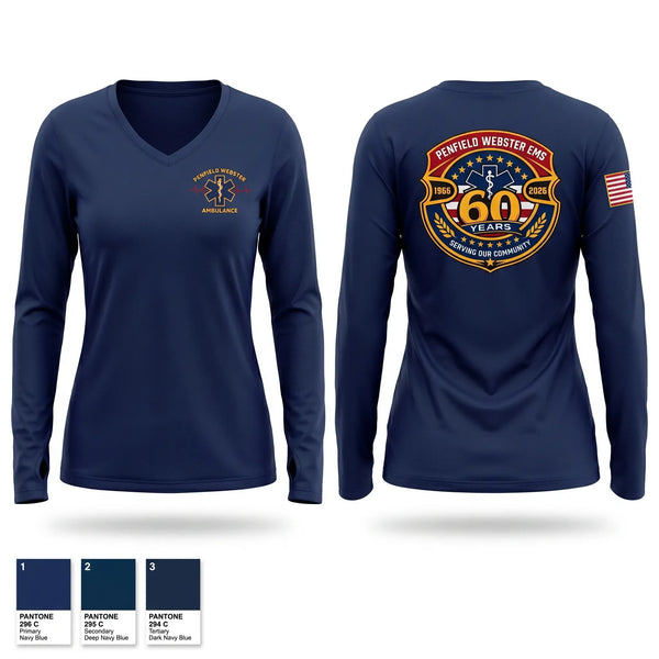 Womens Long Sleeve Vneck Shirt, Penfield Webster EMS, EMS/EMT, Teamtime, Team time, sublimation, custom sports apparel, team uniforms, spirit wear, spiritwear, sports uniforms, custom shirts, team store, custom team store, fundraiser sports, apparel fundraiser