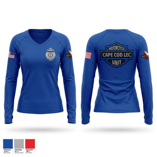 Womens Long Sleeve Vneck Shirt, Cape Cod Regional Law Enforcement Motor Unit, Police, Teamtime, Team time, sublimation, custom sports apparel, team uniforms, spirit wear, spiritwear, sports uniforms, custom shirts, team store, custom team store, fundraiser sports, apparel fundraiser