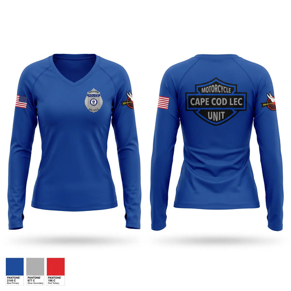 Womens Long Sleeve Vneck Shirt, Cape Cod Regional Law Enforcement Motor Unit, Police, Teamtime, Team time, sublimation, custom sports apparel, team uniforms, spirit wear, spiritwear, sports uniforms, custom shirts, team store, custom team store, fundraiser sports, apparel fundraiser