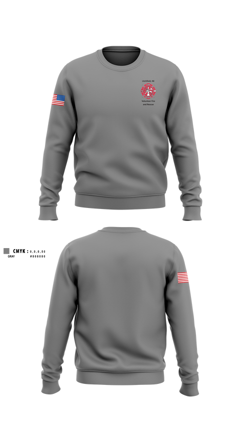 Crew Neck Sweatshirt, Litchfield Volunteer Fire Department, Fire Department, Teamtime, Team time, sublimation, custom sports apparel, team uniforms, spirit wear, spiritwear, sports uniforms, custom shirts, team store, custom team store, fundraiser sports, apparel fundraiser