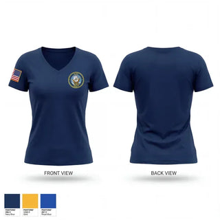 Womens Short Sleeve Vneck Shirt, NJROTC, Navy, Teamtime, Team time, sublimation, custom sports apparel, team uniforms, spirit wear, spiritwear, sports uniforms, custom shirts, team store, custom team store, fundraiser sports, apparel fundraiser