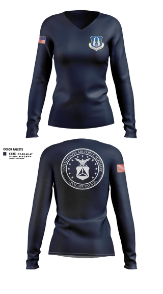 Womens Long Sleeve Vneck Shirt, Southside composite squadron, Air Force, Teamtime, Team time, sublimation, custom sports apparel, team uniforms, spirit wear, spiritwear, sports uniforms, custom shirts, team store, custom team store, fundraiser sports, apparel fundraiser
