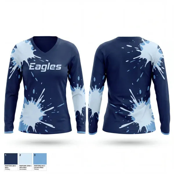 Womens Long Sleeve Vneck Shirt, Eagles, Softball, Teamtime, Team time, sublimation, custom sports apparel, team uniforms, spirit wear, spiritwear, sports uniforms, custom shirts, team store, custom team store, fundraiser sports, apparel fundraiser