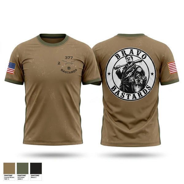 Old School Cotton Feel Shirt, Bravo Co 2/377, Army, Teamtime, Team time, sublimation, custom sports apparel, team uniforms, spirit wear, spiritwear, sports uniforms, custom shirts, team store, custom team store, fundraiser sports, apparel fundraiser