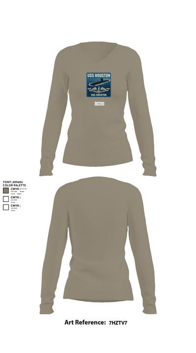 BESS 9465728 Women's Long Sleeve V-neck Shirt - 59