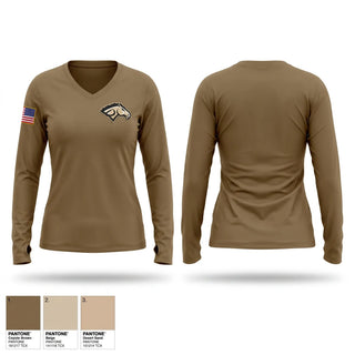 Womens Long Sleeve Vneck Shirt, Broncos raiders, Army, Teamtime, Team time, sublimation, custom sports apparel, team uniforms, spirit wear, spiritwear, sports uniforms, custom shirts, team store, custom team store, fundraiser sports, apparel fundraiser