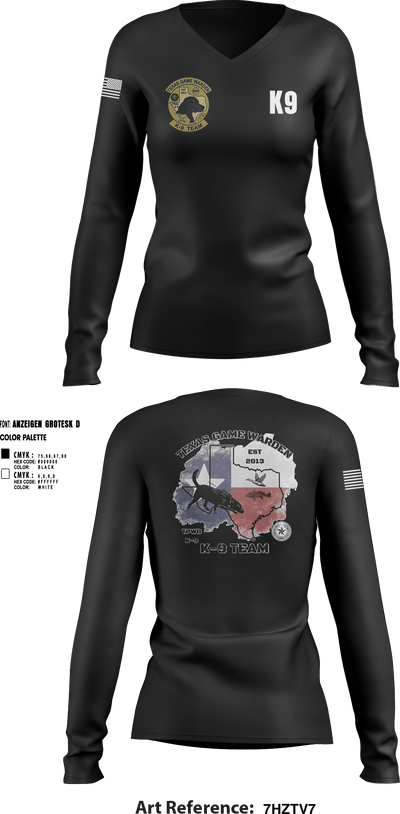 TXGW K9 77939207 Women's Long Sleeve V-neck Shirt - 1