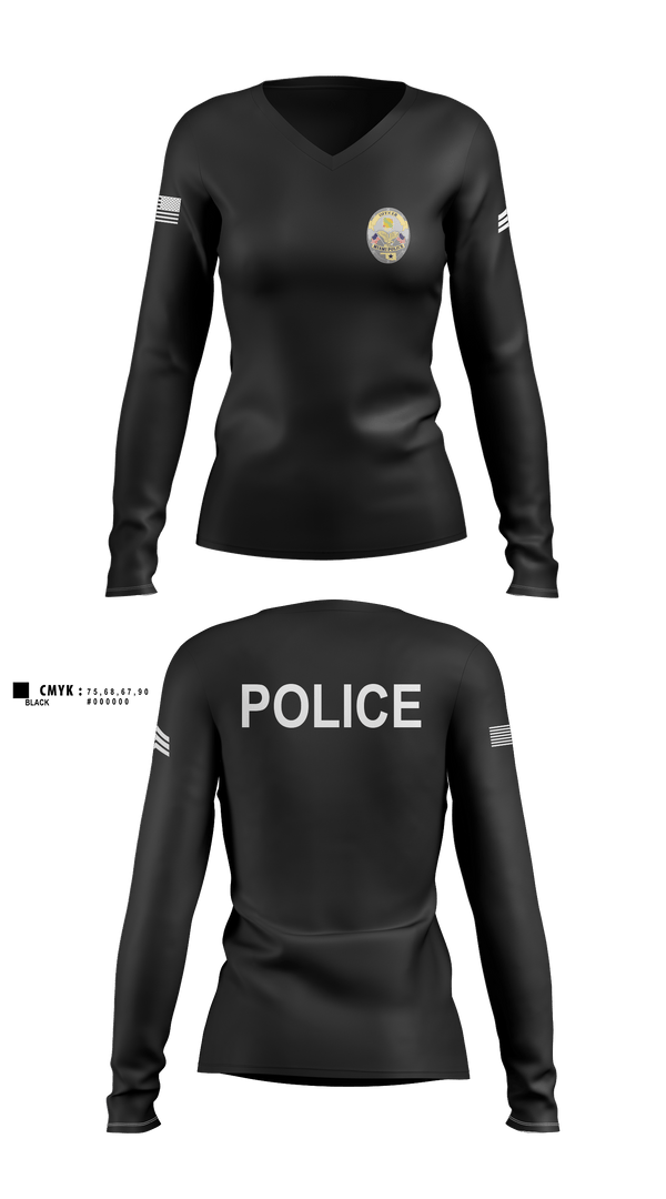 Women's Long Sleeve Vneck Shirt, Miami Police Department, Police, Teamtime, Team time, sublimation, custom sports apparel, team uniforms, spirit wear, spiritwear, sports uniforms, custom shirts, team store, custom team store, fundraiser sports, apparel fundraiser