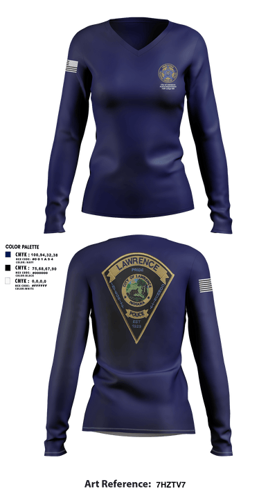 Lawrence Police FOP 1599 95636349 Women's Long Sleeve V-neck Shirt - 194