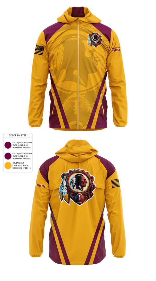Windbreaker, Washington Redskins, Football, Teamtime, Team time, sublimation, custom sports apparel, team uniforms, spirit wear, spiritwear, sports uniforms, custom shirts, team store, custom team store, fundraiser sports, apparel fundraiser