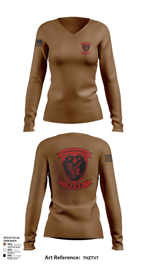 Women's Long Sleeve Vneck Shirt, FARP, Air Force, Teamtime, Team time, sublimation, custom sports apparel, team uniforms, spirit wear, spiritwear, sports uniforms, custom shirts, team store, custom team store, fundraiser sports, apparel fundraiser