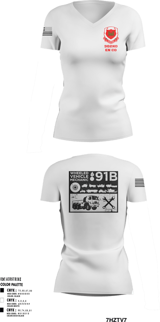 Women's Short Sleeve Vneck Shirt, 302nd EN CO, Army, Teamtime, Team time, sublimation, custom sports apparel, team uniforms, spirit wear, spiritwear, sports uniforms, custom shirts, team store, custom team store, fundraiser sports, apparel fundraiser