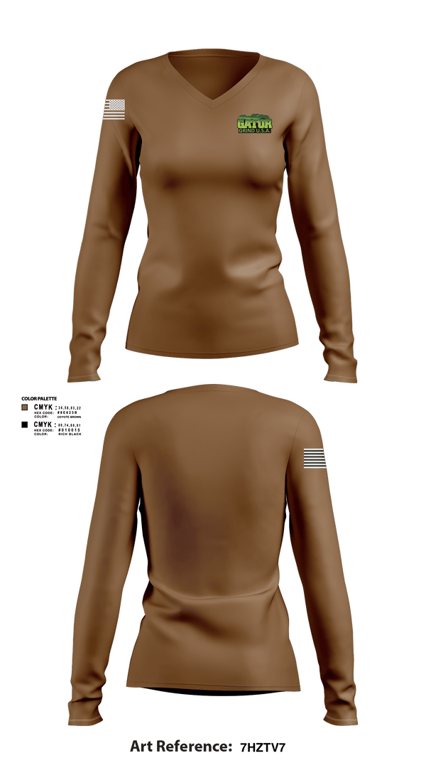 Women's Long Sleeve Vneck Shirt, Gator Grind U.S.A.Gator Grind U.S.A., , Teamtime, Team time, sublimation, custom sports apparel, team uniforms, spirit wear, spiritwear, sports uniforms, custom shirts, team store, custom team store, fundraiser sports, apparel fundraiser