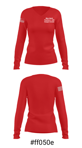 Women's Long Sleeve Vneck Shirt, Glen Rock Panthers 12U Cooperstown, Baseball, Teamtime, Team time, sublimation, custom sports apparel, team uniforms, spirit wear, spiritwear, sports uniforms, custom shirts, team store, custom team store, fundraiser sports, apparel fundraiser
