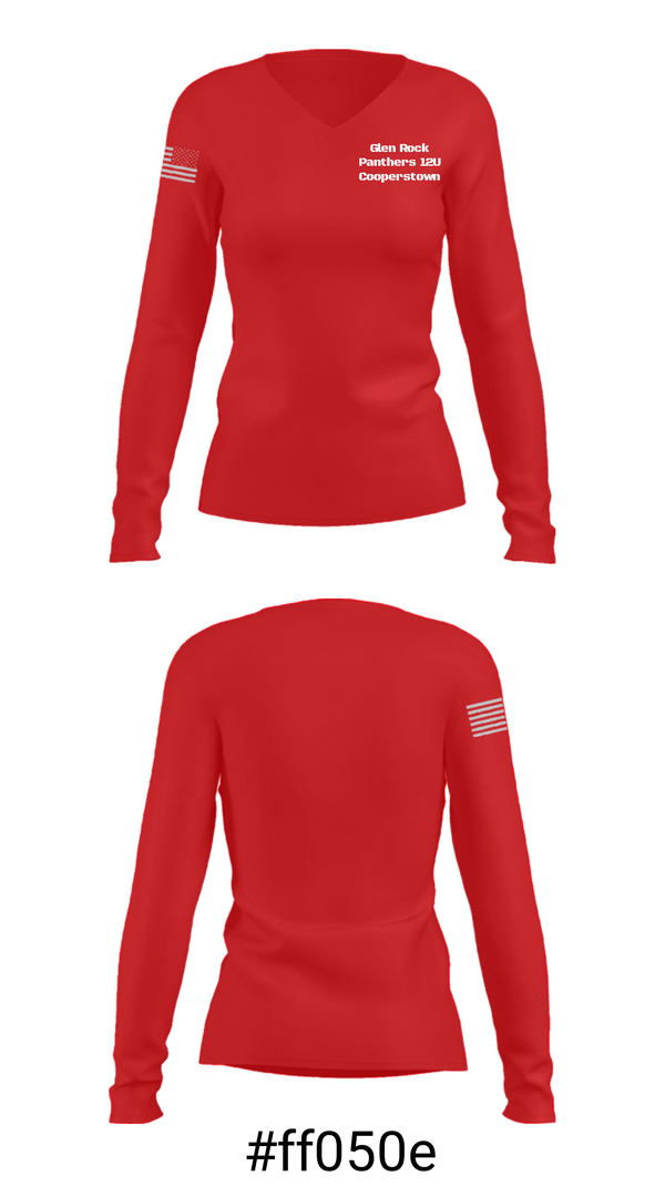 Women's Long Sleeve Vneck Shirt, Glen Rock Panthers 12U Cooperstown, Baseball, Teamtime, Team time, sublimation, custom sports apparel, team uniforms, spirit wear, spiritwear, sports uniforms, custom shirts, team store, custom team store, fundraiser sports, apparel fundraiser