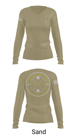 Women's Long Sleeve Vneck Shirt, , Army, Teamtime, Team time, sublimation, custom sports apparel, team uniforms, spirit wear, spiritwear, sports uniforms, custom shirts, team store, custom team store, fundraiser sports, apparel fundraiser