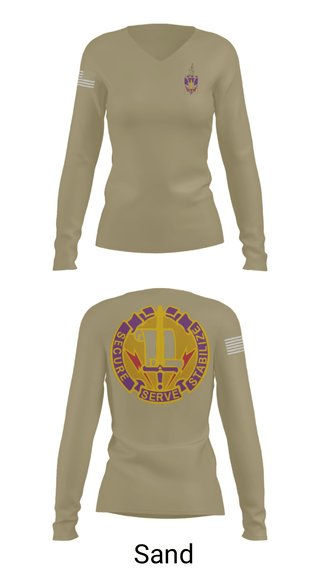 Women's Long Sleeve Vneck Shirt, 405th Civil Affairs Battalion, Army, Teamtime, Team time, sublimation, custom sports apparel, team uniforms, spirit wear, spiritwear, sports uniforms, custom shirts, team store, custom team store, fundraiser sports, apparel fundraiser