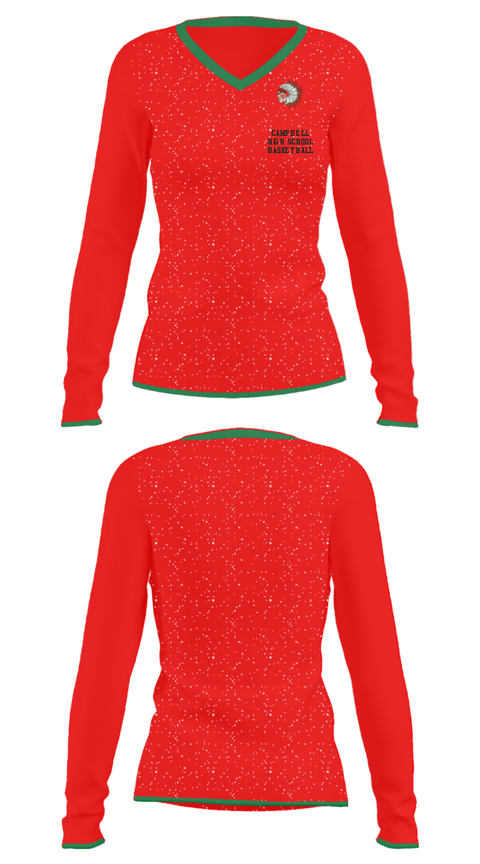 Women's Long Sleeve Vneck Shirt, Campbell High School Basketball, Men's Basketball, Teamtime, Team time, sublimation, custom sports apparel, team uniforms, spirit wear, spiritwear, sports uniforms, custom shirts, team store, custom team store, fundraiser sports, apparel fundraiser